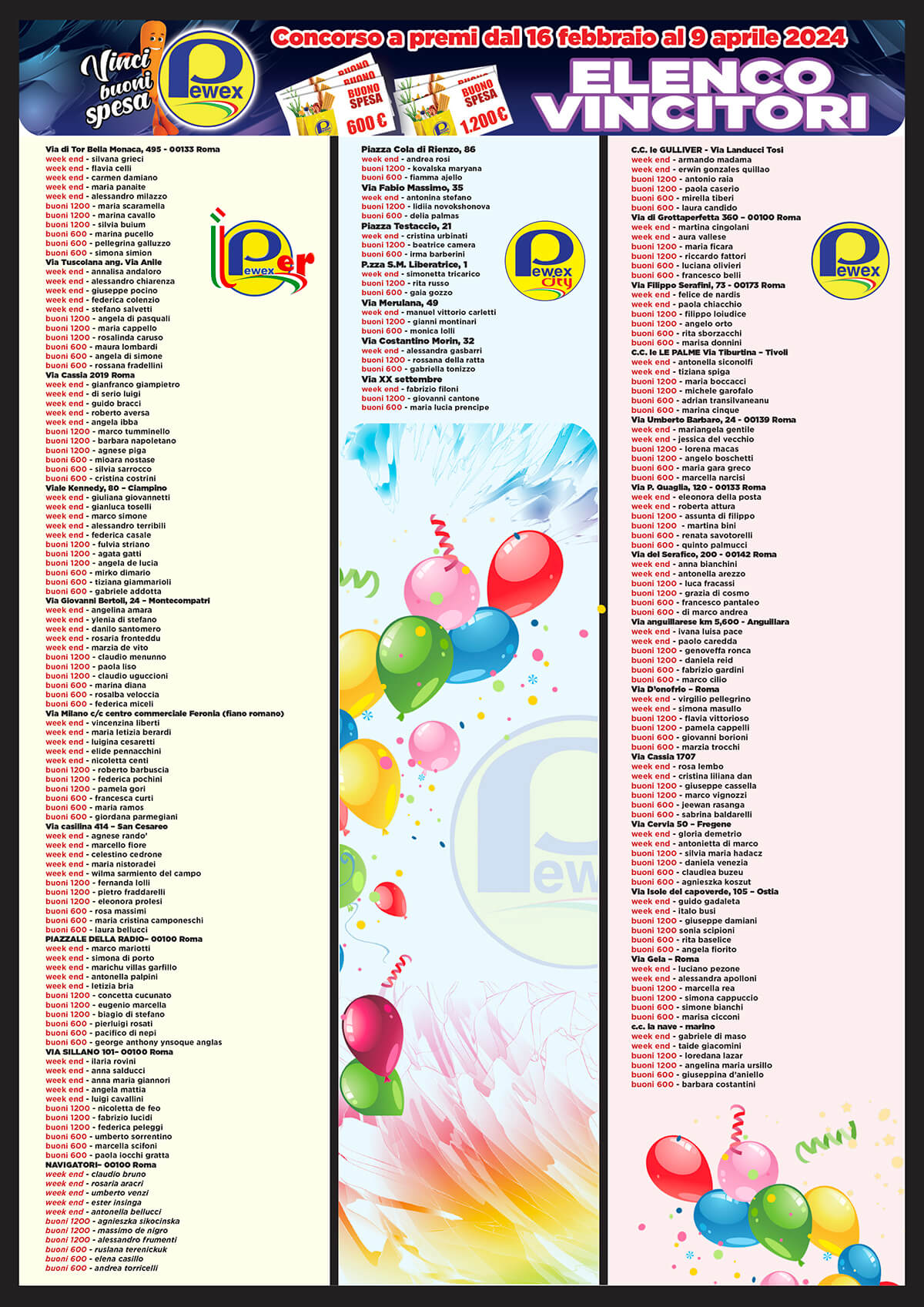 cartello vincitori spesa gratis 2023